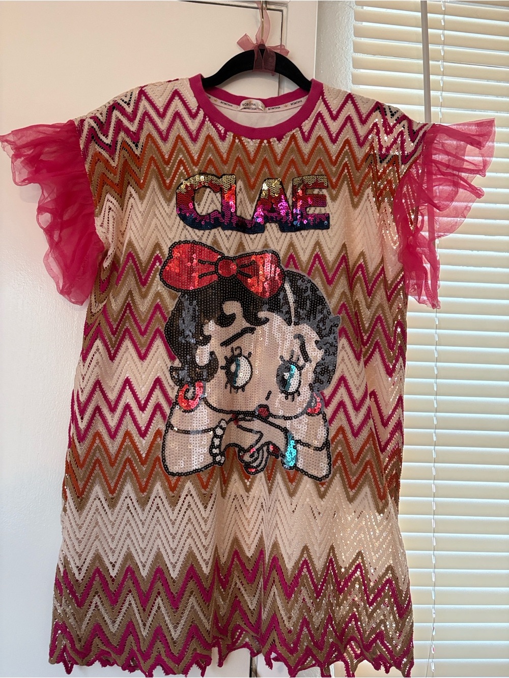 Betty boop Pink & Gold Betty Sequin Tee mini Dress